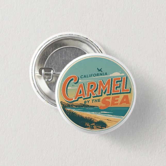 Carmel by the sea beach california pacific coast 1 inch round button (Front & Back)