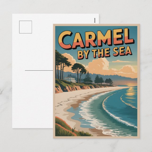 Carmel by the sea beach california pacific coast holiday postcard (Front/Back)