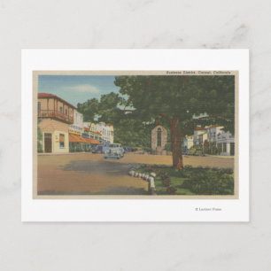 Carmel, CA - Business District View of Downtown Postcard