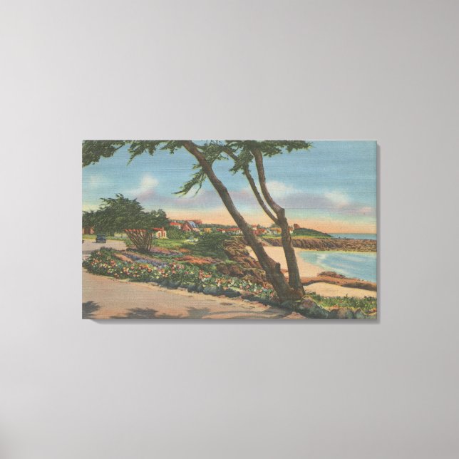Carmel, CA - Homes along The Shore View Canvas Print (Front)