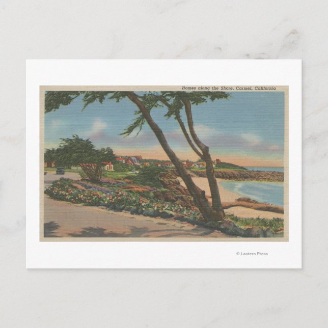 Carmel, CA - Homes along The Shore View Postcard (Front)