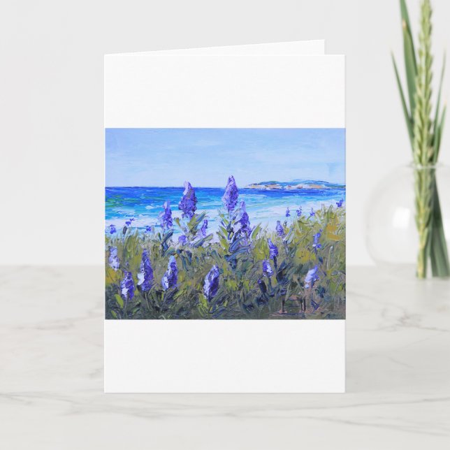Carmel California, Beach, Lupins, Landscape Art Card (Front)