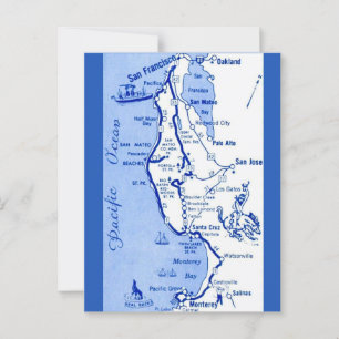 "Carmel to San Francisco  Map Postcard