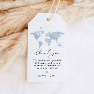 CARMEN Blue Map Travel Adventure Thank You Favour Gift Tags