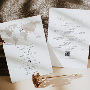 CARMEN Destination Watercolor Map Travel Wedding Invitation