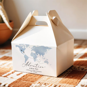 CARMEN Dusty Blue Map Adventure Baby Shower Favor Box