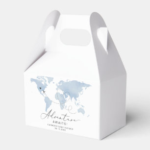 CARMEN Dusty Blue Map Adventure Baby Shower Favor Box