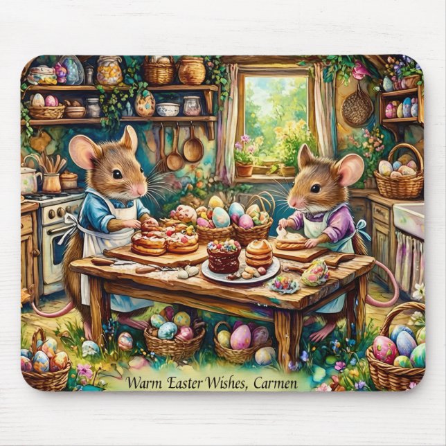 CARMEN ~ EASTER MICE ~ Making Easter Eggs ~ Mouse Pad (Front)