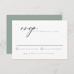 CARMEN Minimalist Script Sage Green RSVP Card
