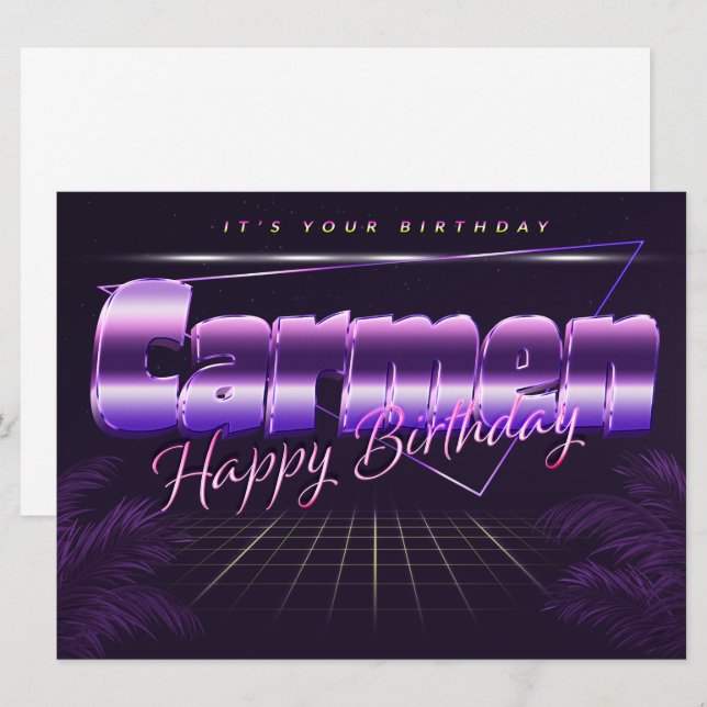 Carmen Name First Name pura retro card Birthday (Front/Back)