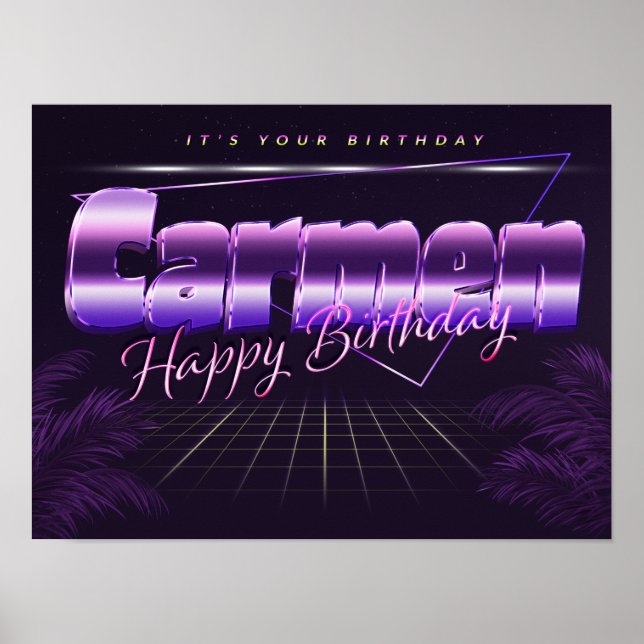 Carmen Name First Name pura retro poster Birthday (Front)