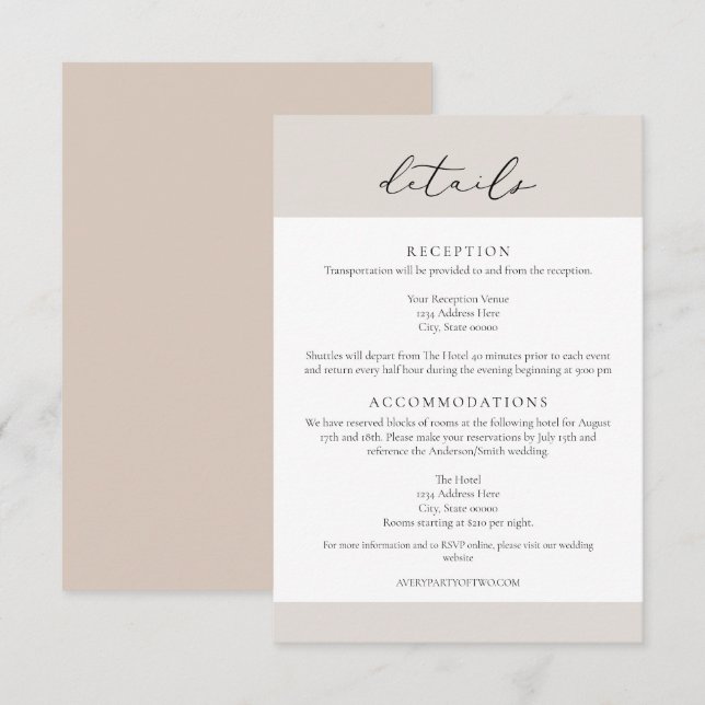 CARMEN Passport Style Wedding Details Card (Front/Back)