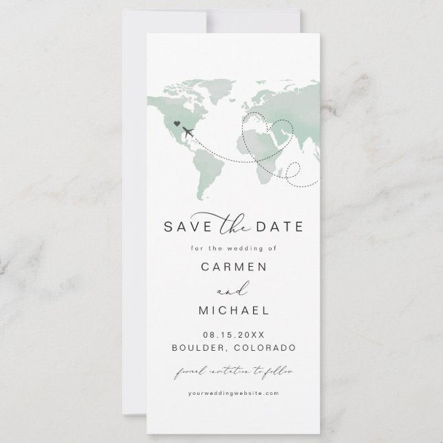 CARMEN Travel Destination Green Map Save the Date Invitation (Front)