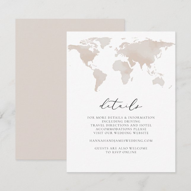Carmen - Watercolor Map Travel Adventure Details Invitation (Front/Back)