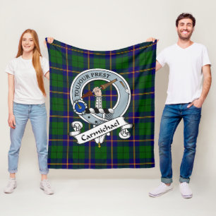 Carmichael Modern Clan Badge Tartan Plaid Fleece Blanket