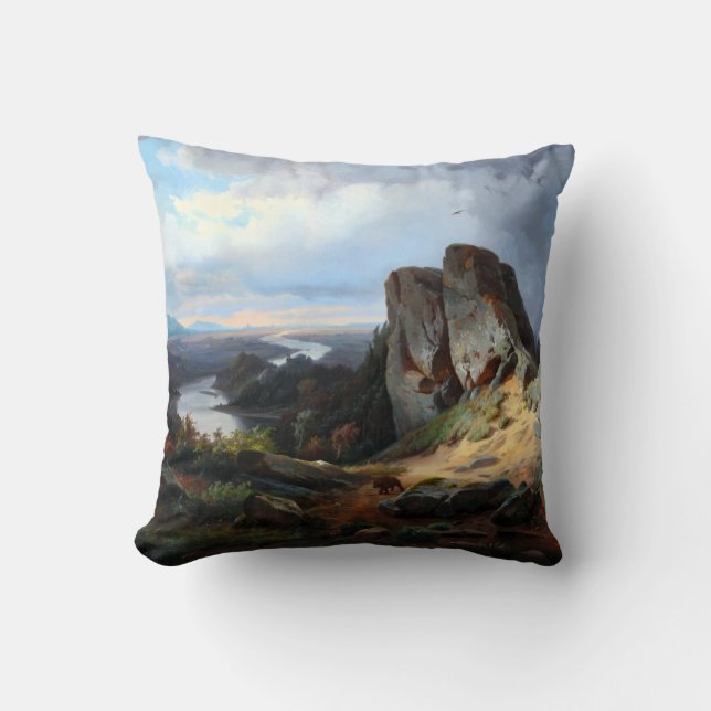 Carmiencke - Western Landscape Bear Throw Pillow (Front)