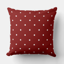 Carmine Red and white dots Throw Pillow