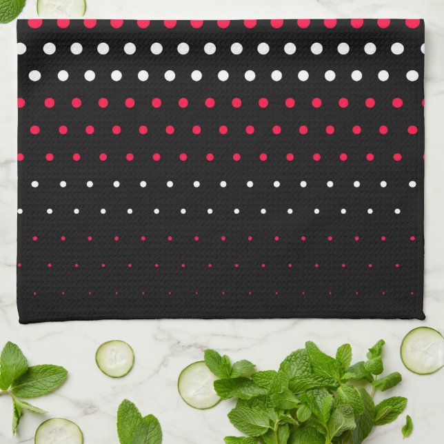 Carmine Red and White Polka Dot Kitchen Towel (Folded)