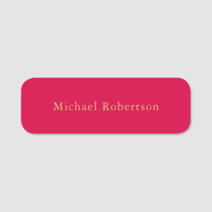 Carmine Red Gold Colours Professional Trendy Moder Name Tag