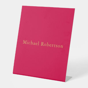 Carmine Red Gold Colours Professional Trendy Moder Pedestal Sign