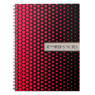 Carmine Red Polka Dot Elegant Modern Black Notebook