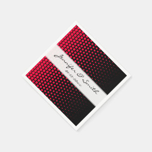 Carmine Red Polka Dot Modern Black Napkin