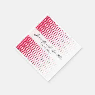 Carmine Red Polka Dot Modern White Napkin
