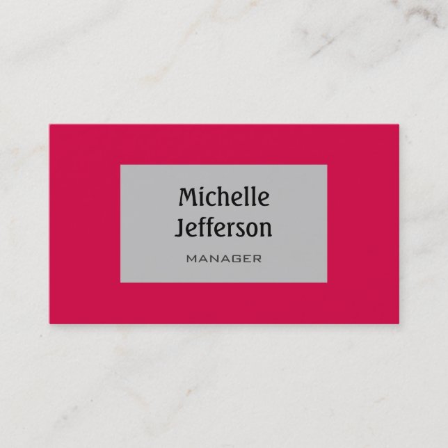 Carmine Red Silver Grey Carte de visite tendance (Devant)