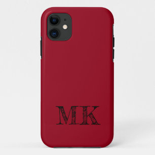 Carmine Solid Colour   Modern Minimal Initial  iPhone 11 Case