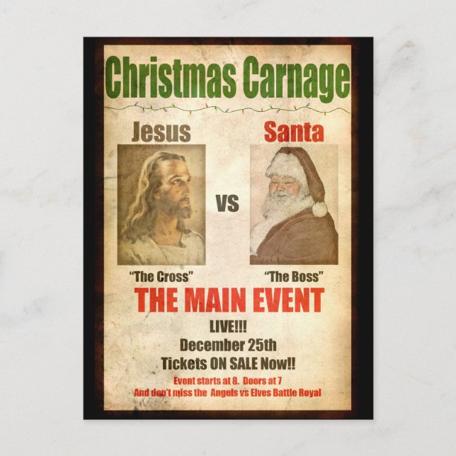 Carnage de Noël Jesus vs carte postale Père Noël (Devant)
