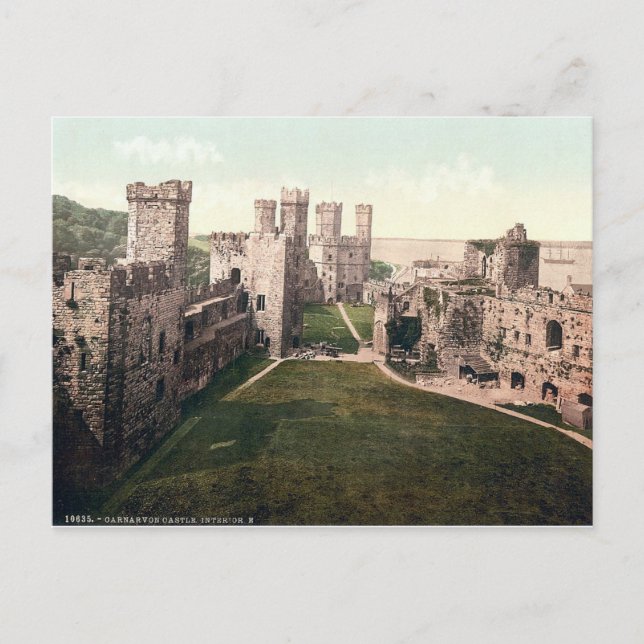 Carnarvon castle interior, vintage Wales c1910 Postcard (Front)