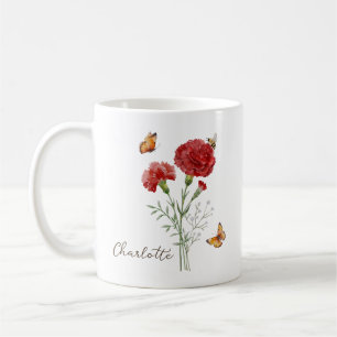 Carnation Birth Month Flower Coffee Mug