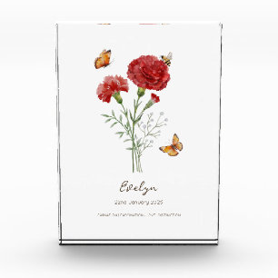 Carnation Birth Month Flower Photo Block