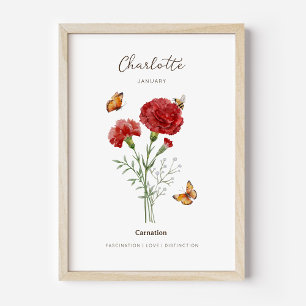 Carnation Birth Month Flower Poster