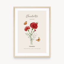 Carnation Birth Month Flower Poster