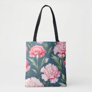 Carnation Botanical Flowers Tote Bag