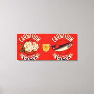 Carnation Brand Salmon Label- Seattle, WA Canvas Print