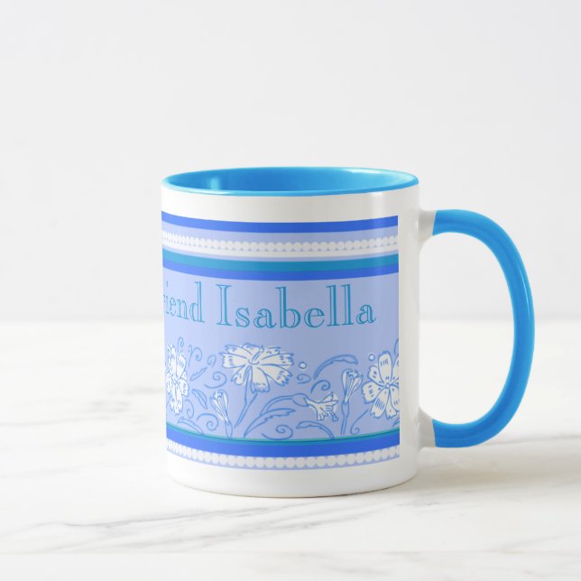 Carnation fleur bleu chère ami mug (Droite)