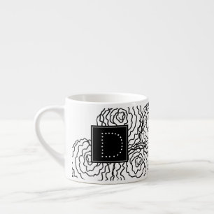 Carnation Floral Hand Drawn Doodle Monogram Espresso Cup