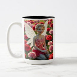 Carnation Flower Fairy  Two-Tone Coffee Mug