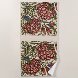 Carnation Flower Tile Antique Rustic Art Beach Towel