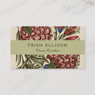 Carnation Flower Tile Antique Rustic Art Business Card