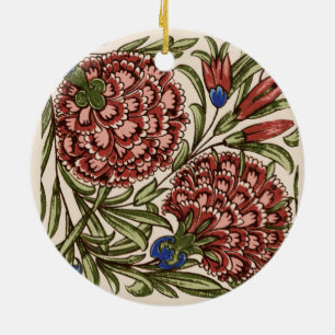 Carnation Flower Tile Antique Rustic Art Ceramic Ornament