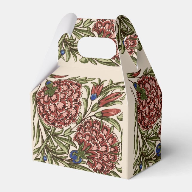 Carnation Flower Tile Antique Rustic Art Favor Box (Front Side)