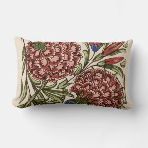 Carnation Flower Tile Antique Rustic Art Lumbar Pillow