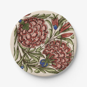 Carnation Flower Tile Antique Rustic Art Paper Plate