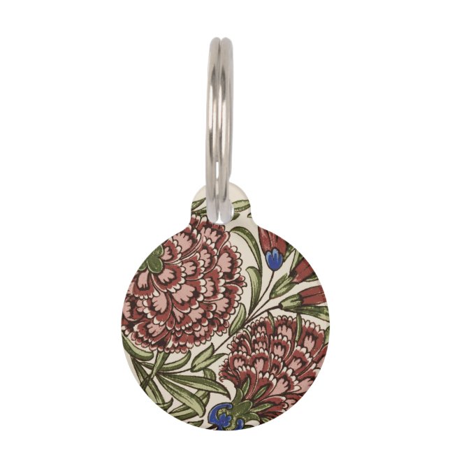 Carnation Flower Tile Antique Rustic Art Pet Tag (Front)
