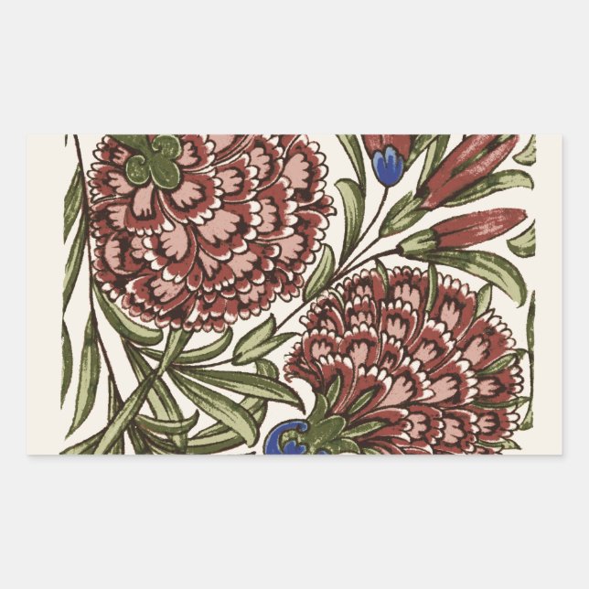 Carnation Flower Tile Antique Rustic Art Sticker (Front)
