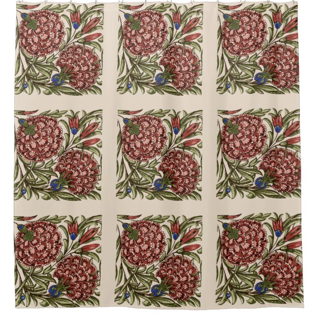 Carnation Flower Tile Antique Rustic De Morgan Art (Front)