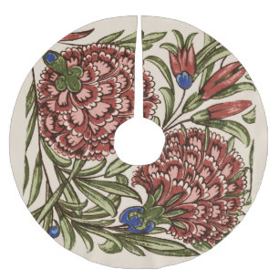 Carnation Flower Tile Antique Rustic De Morgan Art Brushed Polyester Tree Skirt
